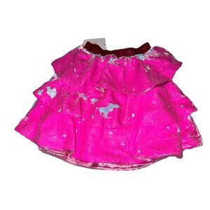 Lola + The Boys Hot Pink Sequin Ruffle Skirt with Teal Accents